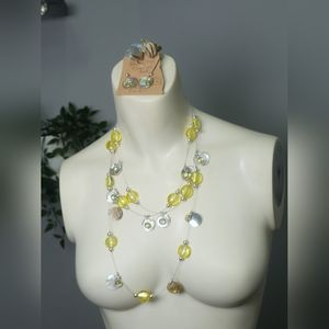 Abalone Shell and Yellow Lamplight Bead 3 Piece Jewelry Collection